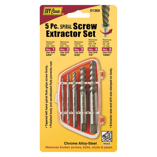 5 Piece Screw Extractor Set - Tools & Accessories