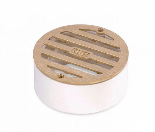 4" Round Grate - Satin Brass W/ PVC Collar - Landscaping